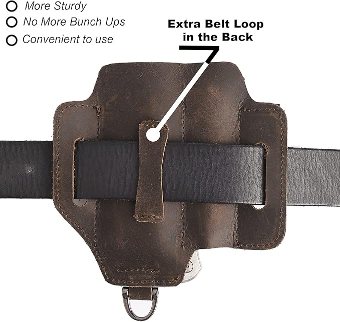 Topstache Leather Multitool Sheath,EDC Belt Organizer for Work and Daily Use,Leatherman Sheath,EDC Pocket Organizer for Flashlight and Multitool,Gifts for Men for Multitool,Darkbrown