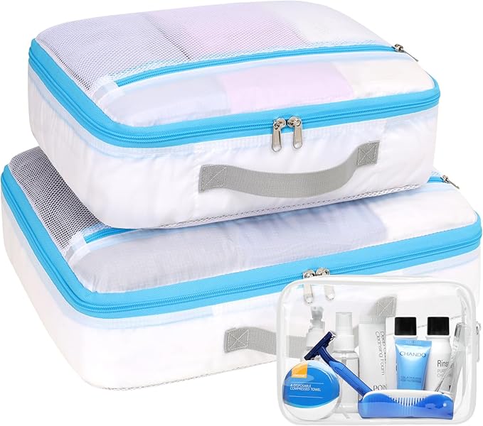 Cambond Mesh Packing Cubes for Travel Women - Lightweight Travel Bags Luggage Packing Organizer Travel Cubes for Suitcase with Handle