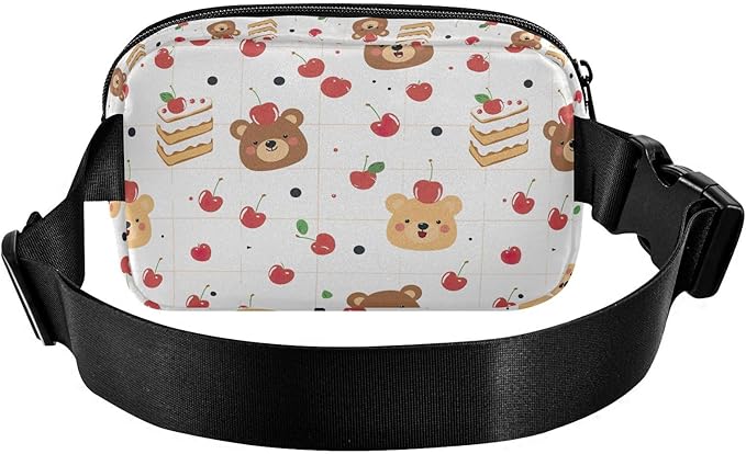 Kawaii Bear Cake Fanny Pack for Women Men Water Resistant Fashion Waist Packs with Adjustable Strap Belt Bag for Travel Workout Jogging Hiking 21219452