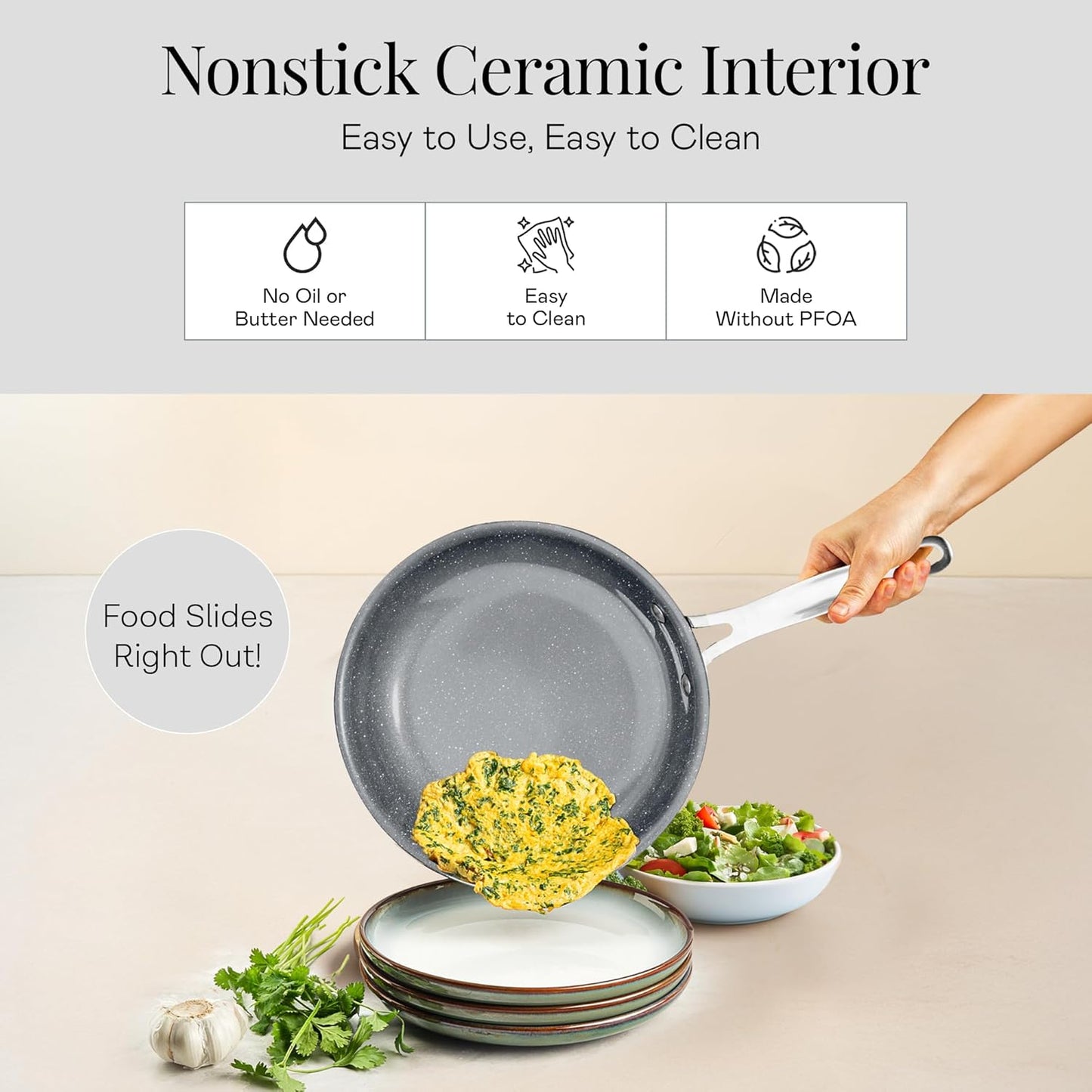 Granitestone 20 Pc Ceramic Cookware Set Nonstick, Complete Pots and Pans Set Non Stick for Kitchen with Bakeware, Cooking Utensils & Steamer, Non Toxic Made Without PFOA PFOS, Oven & Dishwasher Safe