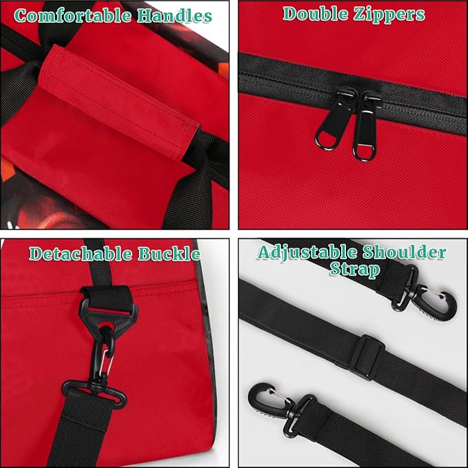 Custom Gym Bag Red Black Soccer Personalized Outdoor Sports, Travel Carry-On Luggage and Dance Practice Designed Specifically for Boys and Girls