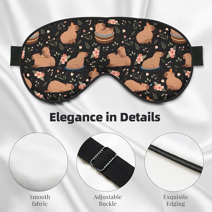 Capybaras Sleep Mask Breathable Soft Eye Mask for Sleep for Women Men Lightweight Eye Cover for Travel, Night Work, Nap, Office