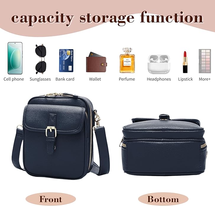 Leather Crossbody Bags for Women Travel Small Crossbody Purse Anti Theft Waterproof Bum Bag with Built in Wallet