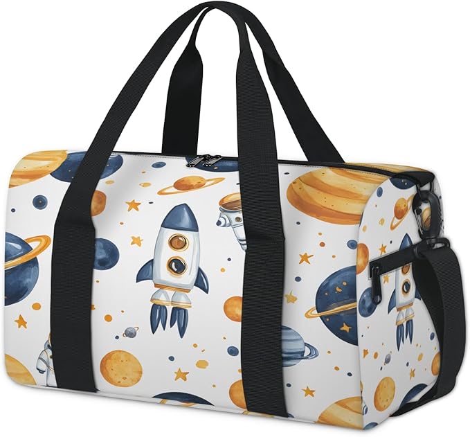 Astronaut Rocket Travel Duffle Bag for Women Men, Overnight Weekender Bag, Carry on Tote for Sport Gym