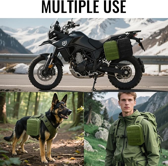 Qavctw Tactical Pouch Utility Organizer Molle Pouches EMT Ifak Medical First Aid Kit Utility Pouch with Two Zippers for Outdoor Tactical Survival Bag