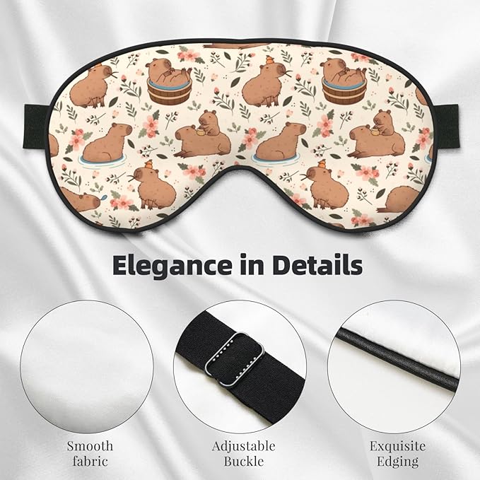 Capybaras Sleep Mask Breathable Soft Eye Mask for Sleep for Women Men Lightweight Eye Cover for Travel, Night Work, Nap, Office