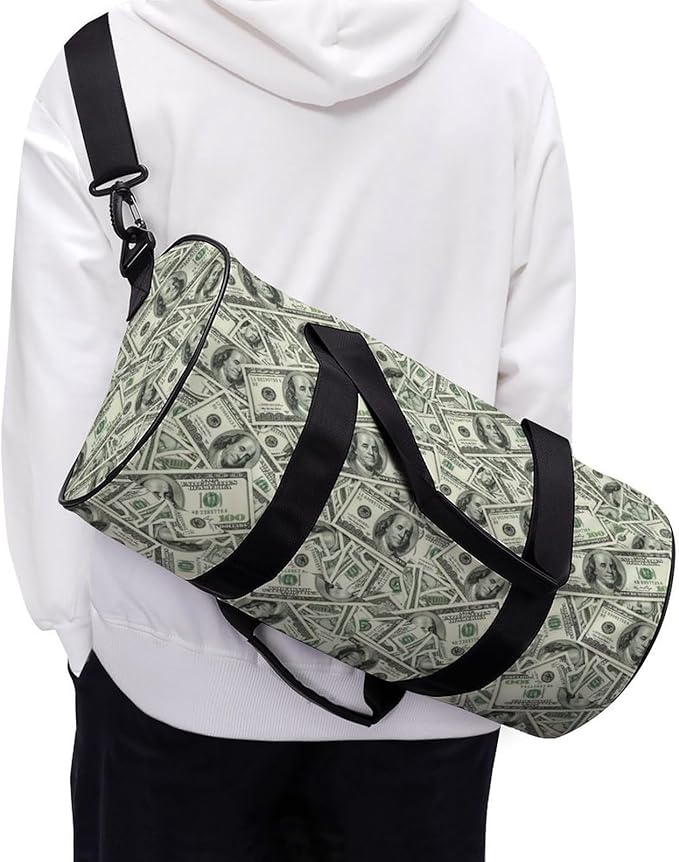 Gym Sports Duffle Bag Money American Bill Dollar Weekender Carry on Beach Yoga Overnight Luggage Bag Travel Training Workout Bags