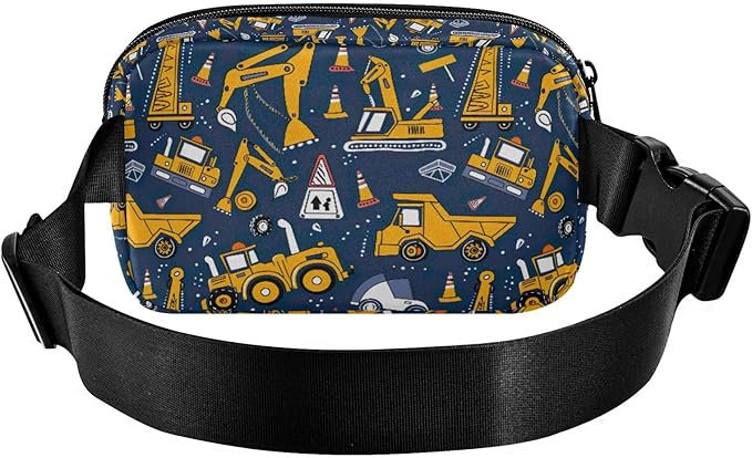 Funny Trucks Excavator Fanny Pack for Women Men Water Resistant Fashion Waist Packs with Adjustable Strap Belt Bag for Travel Workout Jogging Hiking 21219377