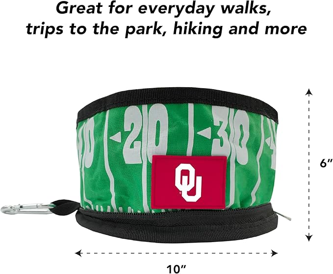 Pets First NCAA Oklahoma Sooners Collapsible Dog Travel Bowl Set, 2 Pack Food & Water Bowls for Dogs, Best Portable & Lightweight Leak-Proof Dog Bowls for Travel