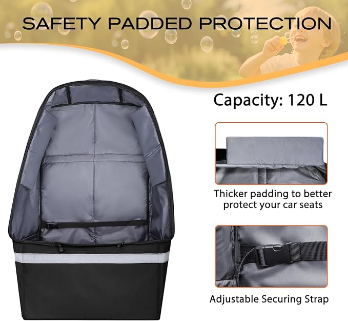 LARIPOP Car Seat Travel Bag for Airplane,Infant Seat Travel Bag with Shoulder Strap,Padded Car Seats Backpack with Reflective Stripes,Large Carseat Carrier Bag Travel Car Seat Cover, Black