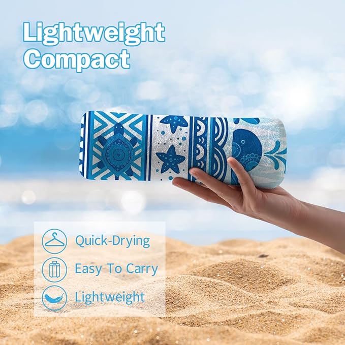 Whale Pattern Beach Towel - 30x60 Inch Fast Dry Microfiber Towel, Lightweight & Versatile for Beach, Pool, Yoga, Travel, Ideal as Beach Blanket & Vacation Essential