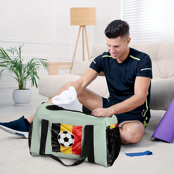 Belgian Soccer Belgium Duffle Bag Gym Bag for Workout Travel Tote with Detachable Straps