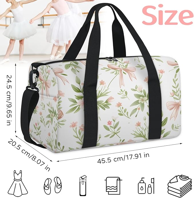 Flower Bow Travel Duffle Bag for Women Men, Overnight Weekender Bag, Carry on Tote for Sport Gym