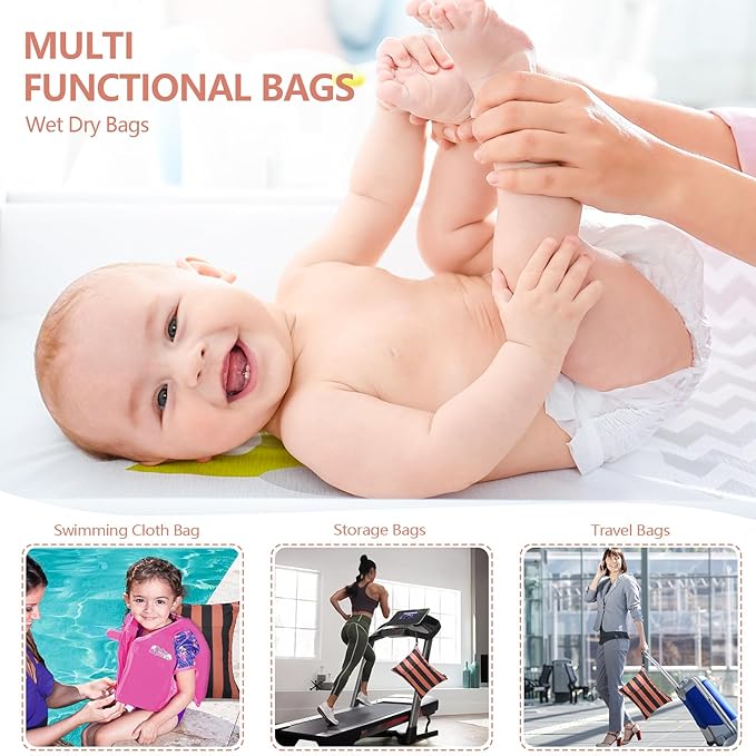 ALVABABY 2pcs Superior Waterproof Wet Dry Bags,Reusable with Two Zippered Pockets, baby cloth diaper wet bags,Travel,Beach,Pool,Daycare,Soiled Baby Items,Yoga Gym Bag,wet bag for swimsuit LW2930