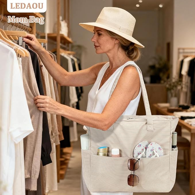 LEDAOU Beach Bag Waterproof Sandproof Women Beach Tote Pool Bag with Zipper for Swim Gym Grocery Travel with Wet Pocket | Sandproof, with Zipper, for Gym, Grocery, Travel, with Wet Pocket