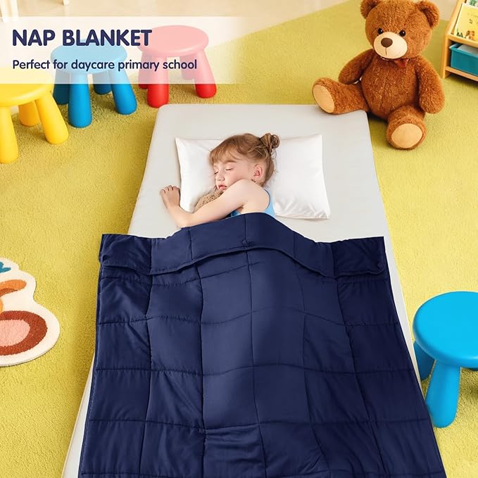 yescool Navy Weighted Blanket 5 Pounds Cooling Weighted Lap Blanket, Heavy Blanket for Sleeping, Weighted Throw Blanket Gifts for 40-60lbs, 40"x60"