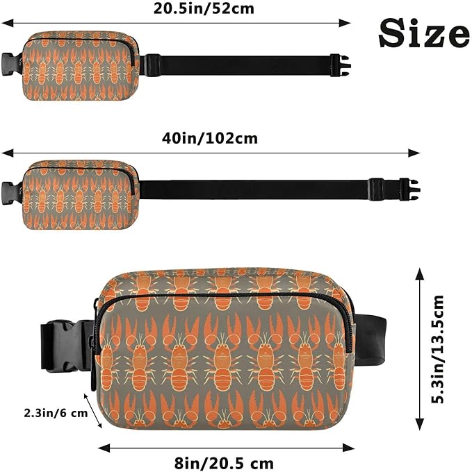 Kawaii Lobster Fanny Pack for Women Men Water Resistant Fashion Waist Packs with Adjustable Strap Belt Bag for Travel Workout Jogging Hiking 21220243