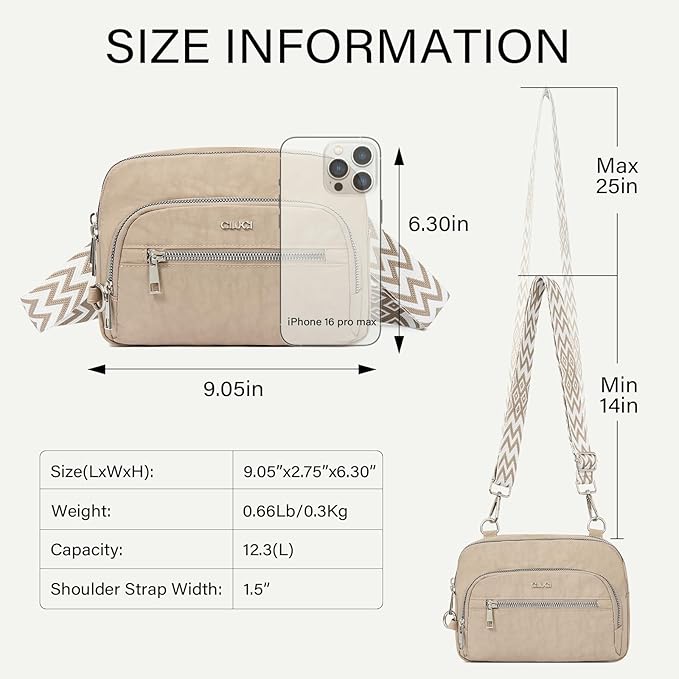 CLUCI Crossbody Bags for Women Travel,Travel Bags for Women,Travel Purses Anti Theft Crossbody,Convertible Belt Bag RFID