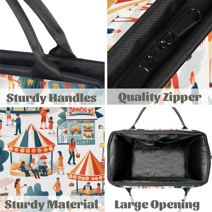 Amusement Park Themed Overnight Weekender Bag for Women Men Travel Duffel Bags Waterproof Luggage Carry on Sports Yoga Gym Bag