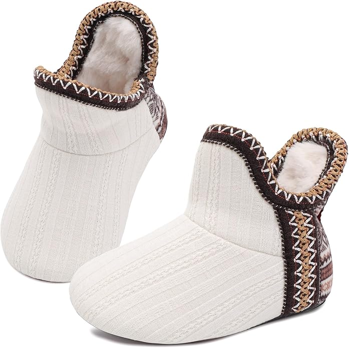 LeIsfIt Toddler Slippers Boys Girls Cozy Warm House Shoes Kids Non-slip Winter Slipper Booties Slip on Plush Lining Sock Slippers