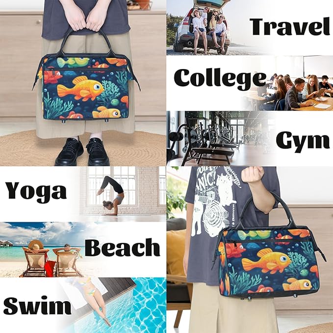 Clown Fish Overnight Weekender Bag for Women Men Travel Duffel Bags Waterproof Luggage Carry on Sports Yoga Gym Bag