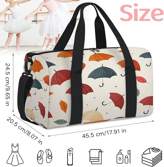 Umbrella Travel Duffle Bag for Women Men, Overnight Weekender Bag, Carry on Tote for Sport Gym