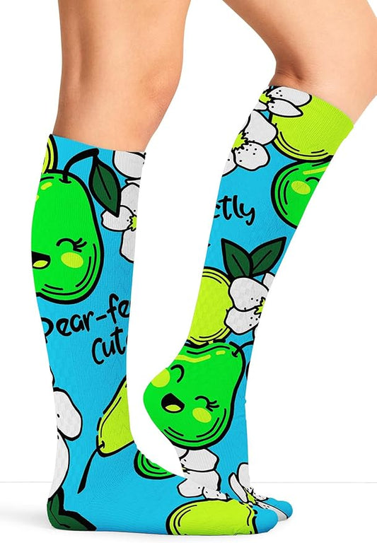 Cherokee Women's 10-15mmHg Compression Socks – Fun Print Knee Highs with Light Support, Soft Feel - PRINTSUPPORT