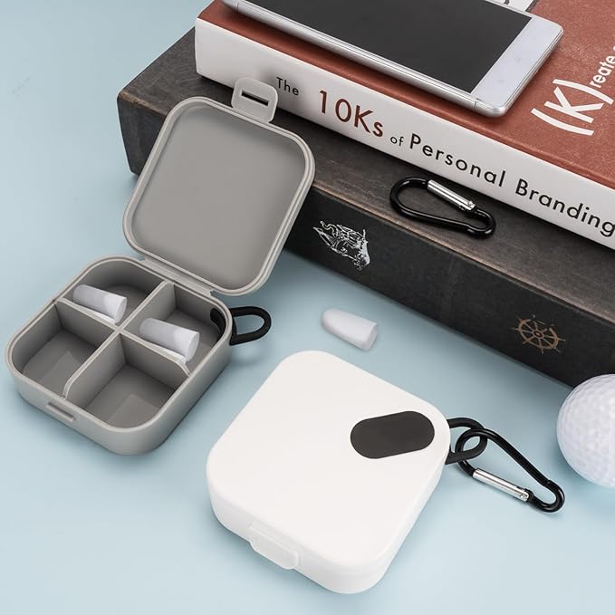 2 Pack Portable Ear Plug Carrying Cases, Waterproof Earplug Case with Keychain, Travel Carry Case for Earplugs