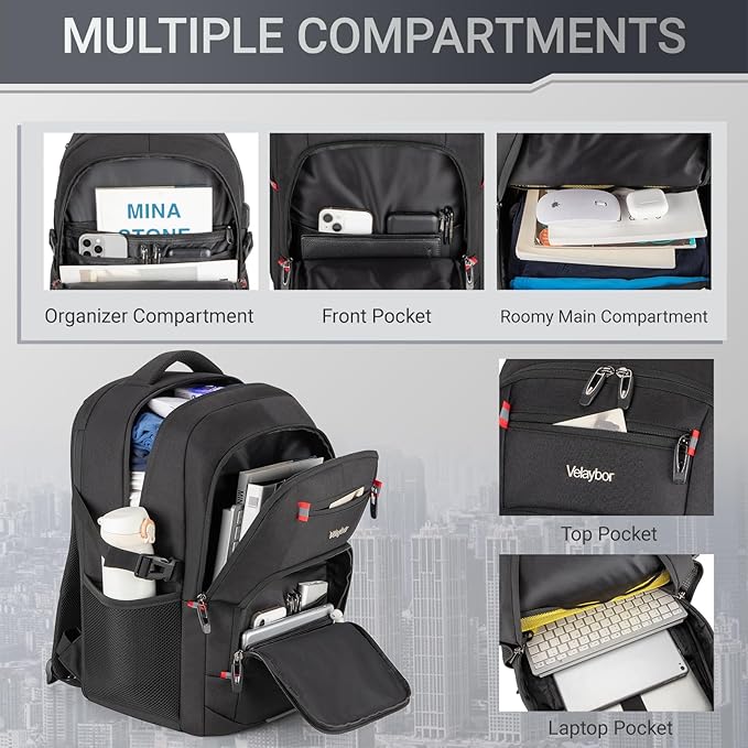 40L Expandable Laptop Backpack, Anti-thief Travel Backpack, Airline Approved Business Waterproof Carry on Luggage, Fits 15.6" Laptop for Men Women
