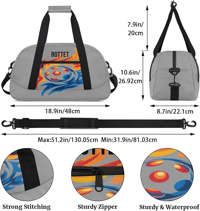 Custom Name Sports Bag for Kids Boys, Personalized Gym Duffel Fitness Travel Weekender Tote Carry-On Training Perform Bag,Gray,Sports American Football
