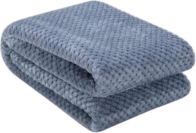 Fuzzy Throw Blanket, Plush Fleece Blankets for Adults, Toddler, Boys and Girls, Warm Soft Blankets and Throws for Bed, Couch, Sofa, Travel and Outdoor, Camping (40”×60”, Smoked Blue)