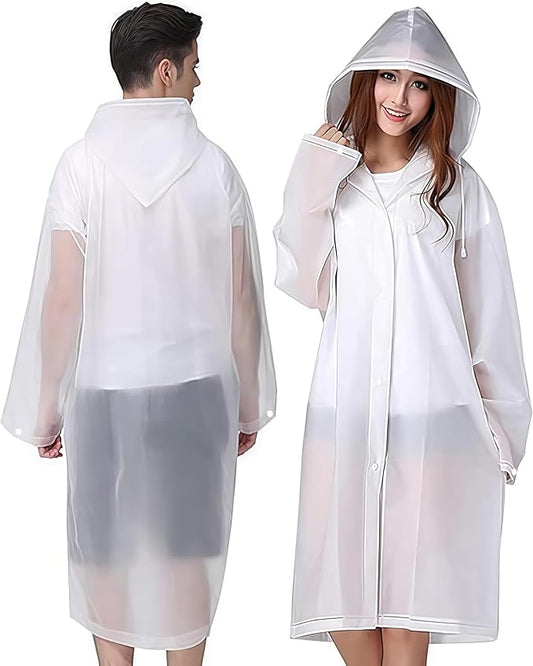 Rain Coat Poncho for Adult, 2 Pack Women Men Reusable Raincoats Emergency with Hood and Drawstring