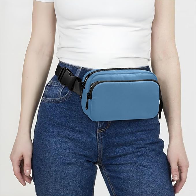 Fanny Pack for Women Men Water Resistant Fashion Waist Packs with Adjustable Strap Belt Bag for Travel Workout Jogging Hiking Steel Blue