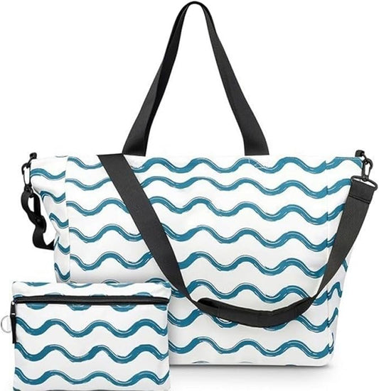 Beach Bag Packable Travel Beach Bag Tote for Pool Lake Cruise Essentials for Women, Foldable Travel Bag for Women