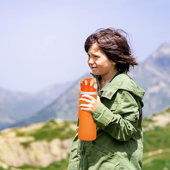 Kemier Collapsible Silicone Water Bottles-750ML,Medical Grade,BPA Free Travel Water Bottle Can Roll Up,26oz,Leak Proof Foldable Sports & Outdoor Water Bottles