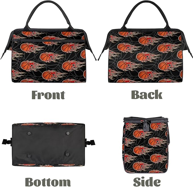 Sports Duffel Bags for Kids - Carry On Travel Gym Bag Waterproof Workout Shoulder Tote for Boys Girls Weekender Overnight Duffel for Swim Dance Camp(Fire Basketball)