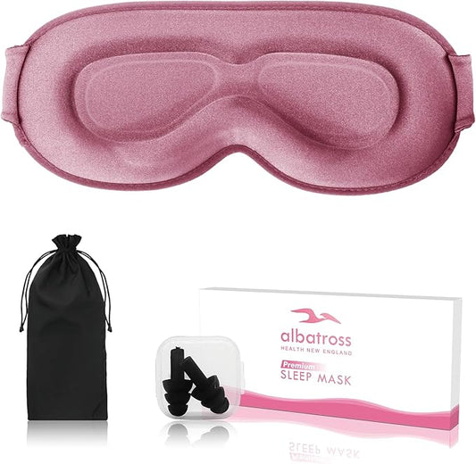 Sleep Eye Mask for Side Sleeper, Lash Extensions 3D Contoured Cup Sleeping Mask for Men Women, Travel Blackout Night Blindfold Eye Shade Cover with Adjustable Strap (Pink-Side Sleeper)