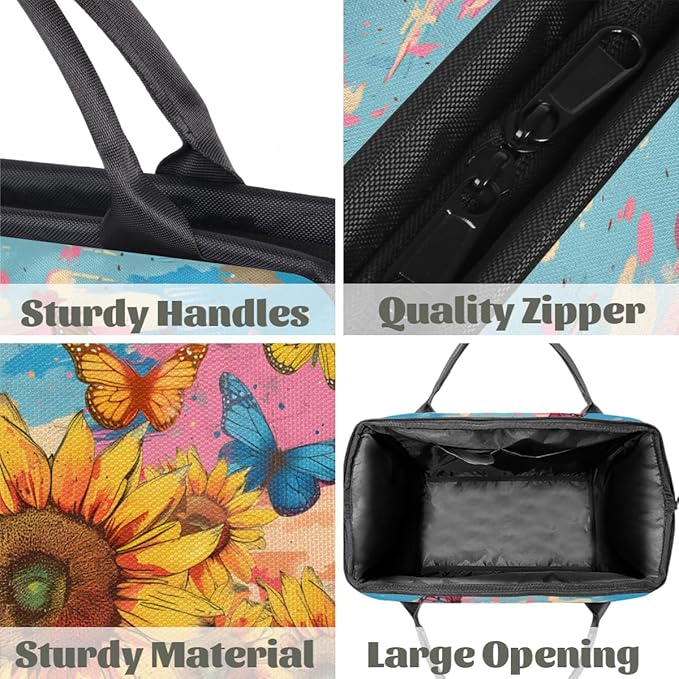 Sunflowers Butterfly Overnight Weekender Bag for Women Men Travel Duffel Bags Waterproof Luggage Carry on Sports Yoga Gym Bag