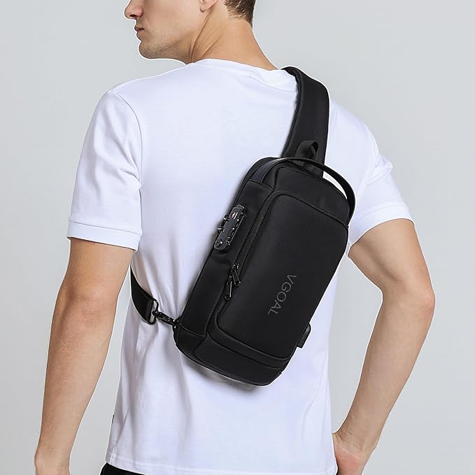 VGOAL Anti Theft Crossbody Bag Sling Bag for Men Sling Backpack Mini Backpack Daypack Crossbody for Travel Sport Running Hiking (FG6313)