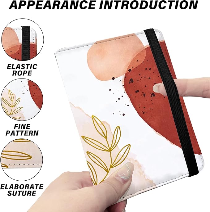 Cute Passport Holder and Holder Combo Passport Cover with RFID Blocking Women Men Compatible Wallet Credit Card Protector(Aesthetic Orange Morandi)