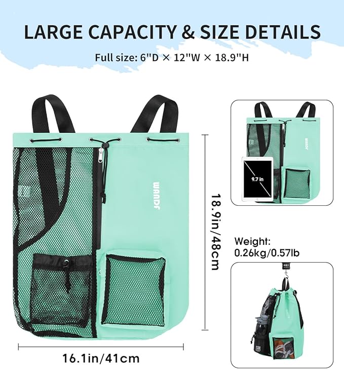 WANDF Swim Bag Mesh Drawstring Backpack with Wet Pocket for Swimming, Gym, and Workout Gear
