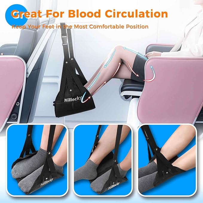 (2 Pack) Foot Hammock for Airplane Travel, Perfect Airplane Travel Essential for Long Trips, Suitable for Adult & Kids