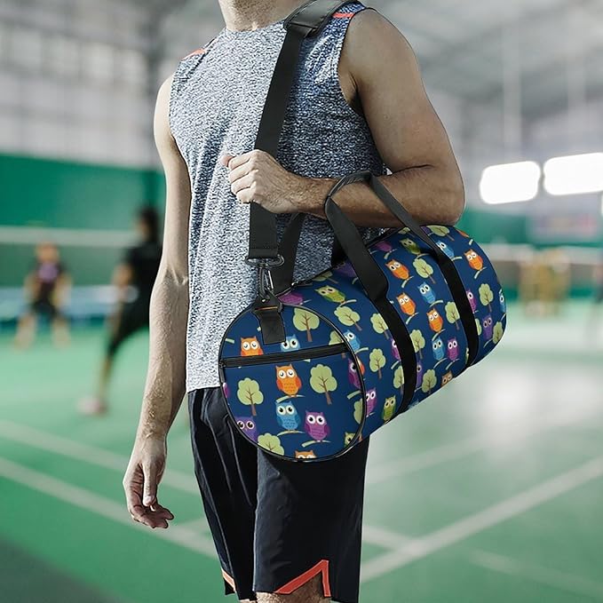 Durable Travel Gym Sports Bag Cute Owl Art Workout Lightweight Foldable Overnight Bag Training Workout Bags