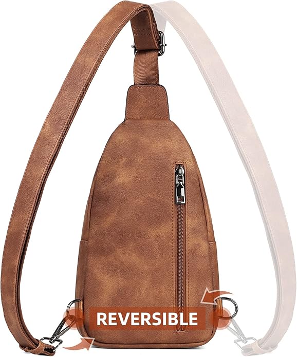 MASINTOR Sling Bag for Women - Crossbody Bags Fanny Pack with Vegan Leather - Adjustable Sling Backack for Travel