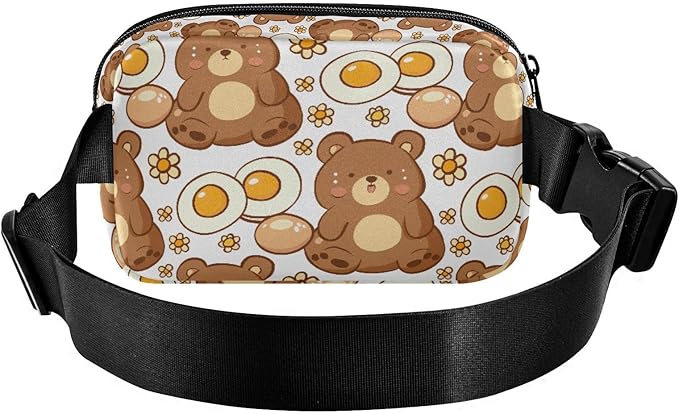 Kawaii Bear Fried Eggs Fanny Pack for Women Men Water Resistant Fashion Waist Packs with Adjustable Strap Belt Bag for Travel Workout Jogging Hiking 21219068