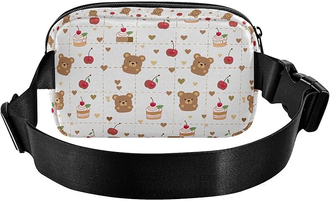 Kawaii Bear Cake Fanny Pack for Women Men Water Resistant Fashion Waist Packs with Adjustable Strap Belt Bag for Travel Workout Jogging Hiking 21219460