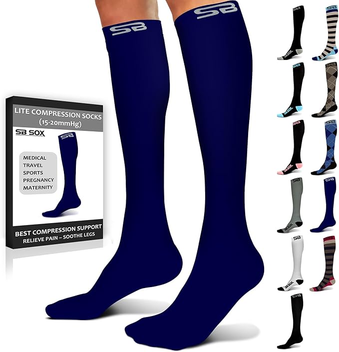 SB SOX Lite Compression Socks for Men & Women (15-20mmHg) – Best Compression Socks for Travel, Sports, and Daily Wear - XXL Sizes too!