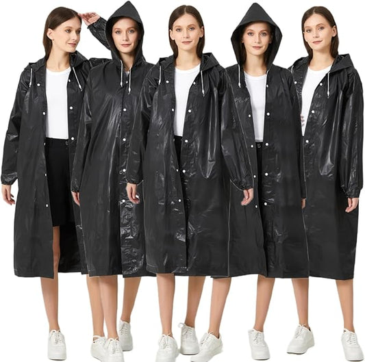 Eva Rain Ponchos for Adults, 2 Pack Reusable Raincoat for Women and Men, Lightweight Rainwear Rain Jackets with Hood