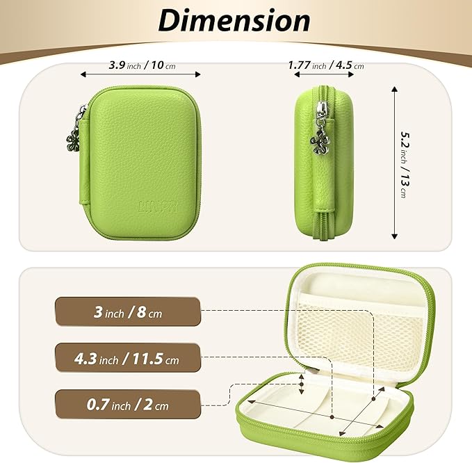 Digital Camera Case for CAMKORY, KODAK PIXPRO FZ45/FZ55, Canon IXUS 285 HS, Lecran, Small Travel Compact Camera Holder with Mesh Pocket for Accessories SD Card (Green)