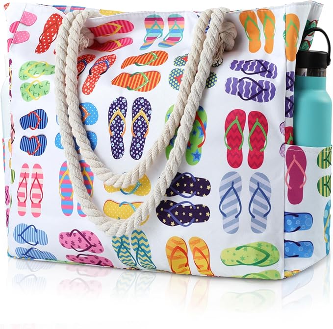 Clothirily Beach Bag for Women - Large Beach Tote Bag, Beach Bag Waterproof Sandproof, Swim Pool Beach Tote with Zippers